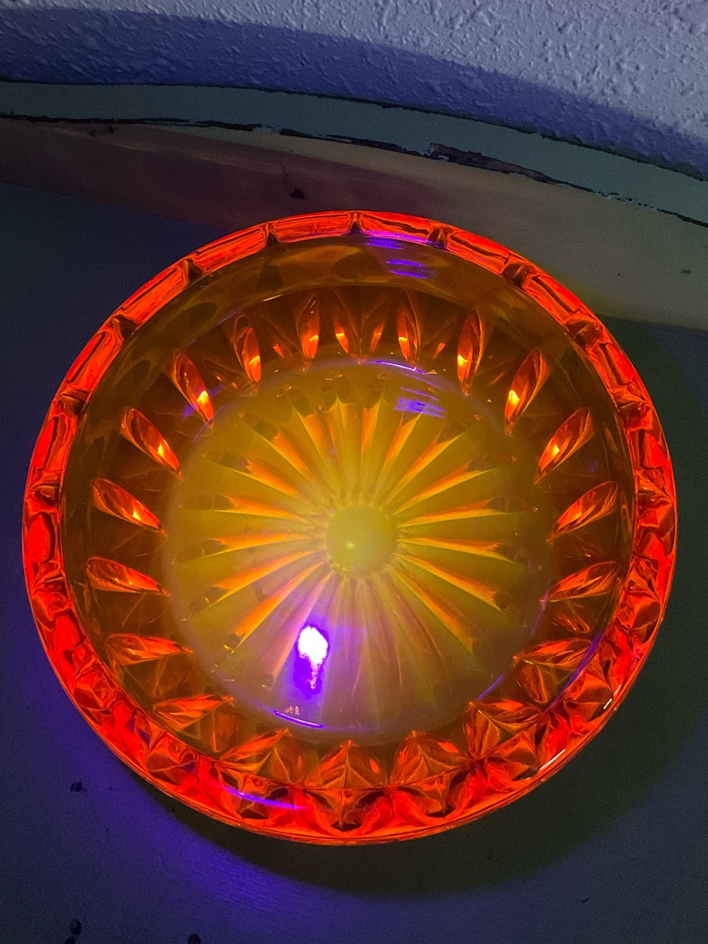 Amberina Orange Cadmium Glowing Glass Bowl